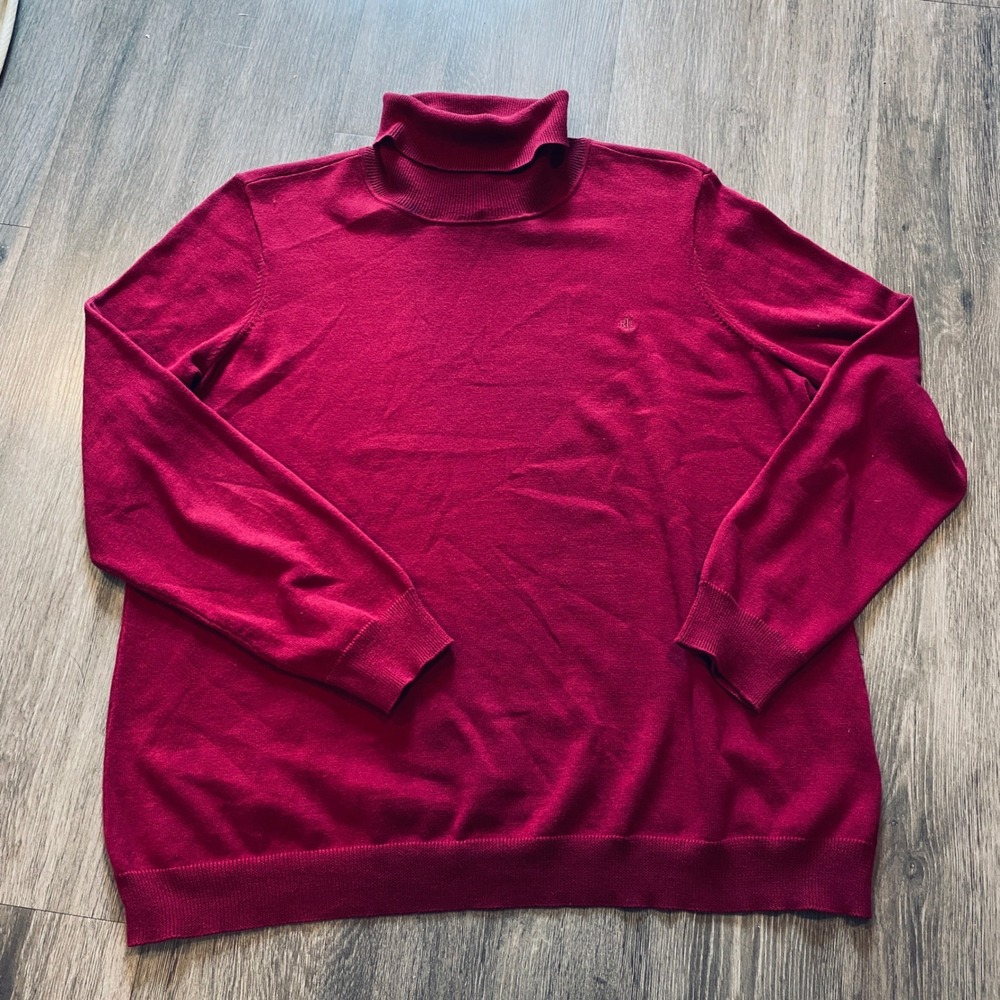 Lauren Ralph Lauren Womens‎ Burgundy 100% Cotton Turtleneck Sweater Plus Size 1X